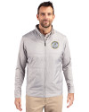 Milwaukee Brewers Cooperstown Cutter & Buck Stealth Hybrid Quilted Mens Big and Tall Full Zip Windbreaker Jacket Polished Medium Gray Front Thumbnail Image