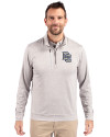 Washington Nationals Cooperstown Cutter & Buck Stealth Heathered Mens Big and Tall  Quarter Zip Pullover Polished Medium Gray Front Thumbnail Image