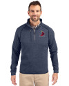 St. Louis Cardinals Cooperstown Cutter & Buck Mainsail Sweater-Knit Mens Big and Tall Half Zip Pullover Jacket Liberty Navy Heather Front Thumbnail Image
