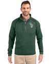 Athletics Cooperstown Cutter & Buck Mainsail Sweater-Knit Mens Big and Tall Half Zip Pullover Jacket Hunter Heather Front Thumbnail Image