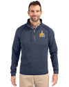 Seattle Mariners Cooperstown Cutter & Buck Mainsail Sweater-Knit Mens Big and Tall Half Zip Pullover Jacket Liberty Navy Heather Front Thumbnail Image