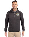 Milwaukee Brewers Cooperstown Cutter & Buck Mainsail Sweater-Knit Mens Big and Tall Half Zip Pullover Jacket Charcoal Heather Front Thumbnail Image