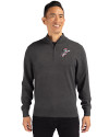 Cincinnati Reds Cooperstown Cutter & Buck Lakemont Tri-Blend Mens Big and Tall Quarter Zip Pullover Sweater Charcoal Heather Front Thumbnail Image