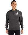 Chicago White Sox Cooperstown Cutter & Buck Lakemont Tri-Blend Mens Big and Tall Quarter Zip Pullover Sweater Charcoal Heather Front Thumbnail Image