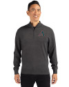 Arizona Diamondbacks Cooperstown Cutter & Buck Lakemont Tri-Blend Mens Big and Tall Quarter Zip Pullover Sweater Charcoal Heather Front Thumbnail Image