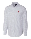 Boston Red Sox Cooperstown Cutter & Buck Stretch Oxford Stripe Mens Big and Tall Long Sleeve Dress Shirt Light Blue Mannequin Thumbnail Image