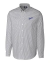 Kansas City Royals Cooperstown Cutter & Buck Stretch Oxford Stripe Mens Big and Tall Long Sleeve Dress Shirt Charcoal Mannequin Thumbnail Image