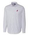 Cleveland Indians Cooperstown Cutter & Buck Stretch Oxford Stripe Mens Big and Tall Long Sleeve Dress Shirt Light Blue Mannequin Thumbnail Image
