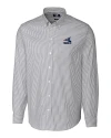 Chicago White Sox Cooperstown Cutter & Buck Stretch Oxford Stripe Mens Big and Tall Long Sleeve Dress Shirt Charcoal Mannequin Thumbnail Image