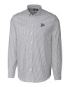 Tampa Bay Rays Cooperstown Cutter & Buck Stretch Oxford Stripe Mens Big and Tall Long Sleeve Dress Shirt Charcoal Mannequin Thumbnail Image