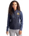 Seattle Mariners Cooperstown Cutter & Buck Stealth Hybrid Quilted Womens Full Zip Windbreaker Jacket Liberty Navy Front Thumbnail Image