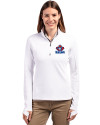 Toronto Blue Jays Cooperstown Cutter & Buck Traverse Stretch Eco Quarter Zip Womens Pullover White Front Thumbnail Image