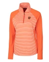 Baltimore Orioles Cooperstown Cutter & Buck Forge Tonal Stripe Stretch Half Zip Womens Top College Orange Mannequin Thumbnail Image