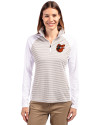 Baltimore Orioles Cooperstown Cutter & Buck Forge Tonal Stripe Stretch Half Zip Womens Top White/Polished Front Thumbnail Image