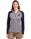 St. Louis Cardinals Cooperstown Cutter & Buck Forge Tonal Stripe Stretch Half Zip Womens Top Liberty Navy Front Thumbnail Image
