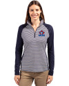 Toronto Blue Jays Cooperstown Cutter & Buck Forge Tonal Stripe Stretch Half Zip Womens Top Liberty Navy Front Thumbnail Image