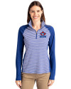 Toronto Blue Jays Cooperstown Cutter & Buck Forge Tonal Stripe Stretch Half Zip Womens Top Tour Blue Front Thumbnail Image