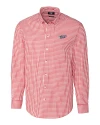 Minnesota Twins Cooperstown Cutter & Buck Easy Care Stretch Gingham Mens Big and Tall Long Sleeve Dress Shirt Cardinal Red Mannequin Thumbnail Image