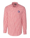 Texas Rangers Cooperstown Cutter & Buck Easy Care Stretch Gingham Mens Big and Tall Long Sleeve Dress Shirt Cardinal Red Mannequin Thumbnail Image