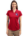 Texas Rangers Cooperstown Cutter & Buck Forge Stretch Womens Short Sleeve Polo Cardinal Red Front Thumbnail Image