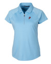 Philadelphia Phillies Cooperstown Cutter & Buck Forge Stretch Womens Short Sleeve Polo Atlas Light Blue Mannequin Thumbnail Image