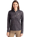 Cincinnati Reds Cooperstown Cutter & Buck Traverse Stretch Eco Camo Print Quarter Zip Womens Pullover Black Front Thumbnail Image