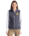 Seattle Mariners Cooperstown Cutter & Buck Rainier PrimaLoft® Womens Eco Insulated Full Zip Puffer Vest Anthracite Melange Front Thumbnail Image