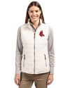 Boston Red Sox Cooperstown Cutter & Buck Rainier PrimaLoft® Womens Eco Insulated Full Zip Puffer Vest Coconut Front Thumbnail Image
