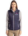 Toronto Blue Jays Cooperstown Cutter & Buck Rainier PrimaLoft® Womens Eco Insulated Full Zip Puffer Vest Dark Navy/Silver Front Thumbnail Image