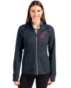 Cleveland Indians Cooperstown Cutter & Buck Mainsail Full Zip Hooded Womens Jacket Liberty Navy Heather Front Thumbnail Image