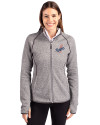 Los Angeles Dodgers Cooperstown Cutter & Buck Mainsail Full Zip Hooded Womens Jacket Polished Heather Front Thumbnail Image