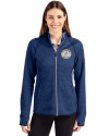 Milwaukee Brewers Cooperstown Cutter & Buck Mainsail Full Zip Hooded Womens Jacket Tour Blue Heather Front Thumbnail Image