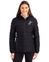 Cincinnati Reds Cooperstown Cutter & Buck Mission Ridge Repreve® Eco Insulated Womens Puffer Jacket Black Front Thumbnail Image