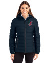 Cleveland Indians Cooperstown Cutter & Buck Mission Ridge Repreve® Eco Insulated Womens Puffer Jacket Navy Blue Front Thumbnail Image