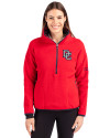 Washington Nationals Cooperstown Cutter & Buck Cascade Eco Fleece Womens Pullover Jacket Red/Navy Blue Front Thumbnail Image