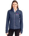 Toronto Blue Jays Cooperstown Cutter & Buck Mainsail Sweater-Knit Womens Full Zip Jacket Liberty Navy Heather Front Thumbnail Image