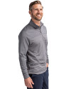 Cincinnati Reds Cooperstown Cutter & Buck Traverse Stretch Eco Stripe Quarter Zip Mens Pullover Elemental Grey Side Thumbnail Image