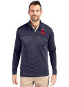 Boston Red Sox Cooperstown Cutter & Buck Traverse Stretch Eco Stripe Quarter Zip Mens Pullover Liberty Navy Front Thumbnail Image