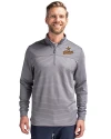 Houston Astros Cooperstown Cutter & Buck Traverse Stretch Eco Stripe Quarter Zip Mens Pullover Elemental Grey Front Thumbnail Image