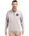 Toronto Blue Jays Cooperstown Cutter & Buck Adapt Eco Knit Hybrid Recycled Mens Quarter Zip Polished Medium Gray Front Thumbnail Image