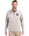 Washington Nationals Cooperstown Cutter & Buck Adapt Eco Knit Hybrid Recycled Mens Quarter Zip Polished Medium Gray Front Thumbnail Image