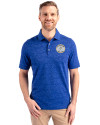 Milwaukee Brewers Cooperstown Cutter & Buck Advantage Tri-Blend Space Dye Mens Polo Dark Tour Blue Front Thumbnail Image