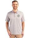 Milwaukee Brewers Cooperstown Cutter & Buck Forge Tonal Stripe Stretch Mens Polo Polished Medium Gray Front Thumbnail Image