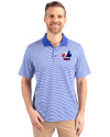 Montreal Expos Cooperstown Cutter & Buck Forge Tonal Stripe Stretch Mens Polo Chelan Blue Front Thumbnail Image