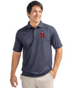 Boston Red Sox Cooperstown Cutter & Buck Genre Textured Solid Mens Polo Navy Blue Front Thumbnail Image