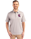Los Angeles Angels Cooperstown Cutter & Buck Forge Heathered Stretch Mens Polo Polished Heather Front Thumbnail Image