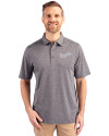 Kansas City Royals Cooperstown Cutter & Buck Forge Heathered Stretch Mens Polo Charcoal Heather Front Thumbnail Image