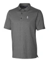 View image 3: Chicago Cubs Cooperstown Cutter & Buck Forge Heathered Stretch Mens Polo Charcoal Heather Mannequin
