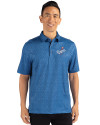 Los Angeles Dodgers Cooperstown Cutter & Buck Pike Micro Floral Print Stretch Mens Polo Indigo Front Thumbnail Image