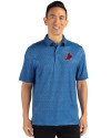 St. Louis Cardinals Cooperstown Cutter & Buck Pike Micro Floral Print Stretch Mens Polo Indigo Front Thumbnail Image